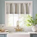 jinchan Colorful Striped Linen Double Layer Valance Pinstripe Rustic Cafe for Living Room Bathroom Light Filtering Drapes for Small Window Farmhouse Valance Rod Pocket 1 Panel 18 Inch Multi Blue