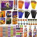 168 PCS Halloween Party Favors 24 Pack Assorted Halloween Stationery Set for kids Trick or Treat Gifts for Party Classroom School Supplies Prizes Rewards Halloween Goodie Bag Stuffers