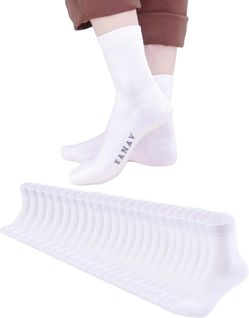 KANAV 6/12 Pairs Ankle Socks for Women Cute Cotton Crew Casual Dress Socks (Large)