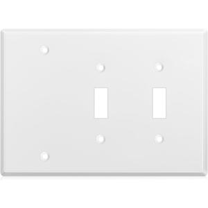 Kingdder 1 Pcs 3gang 1blank 2toggle Wall Plate Standard Size Stainless Steel White Light Switch Plate Gloss Finish 3gang 4.50" x 6.38" Corrosionresistant Gfci Outlet Receptacle (2toggle/1blank)
