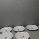Bormioli Rocco Parma Set Of 5 Pasta Bowls And Soup Plates, 8.75 Inch Tempered Opal Glass, Clean White, Linear & Curved Design, Dishwasher Safe, Made In Spain.