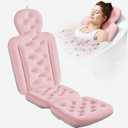 Full Body Bath Pillow for Bathtub, Thick Bathtub Cushion with Laundry Bag, Luxury Tub Pillow for Bath for Headrest Neck and Back Support Pink 51" x 16"