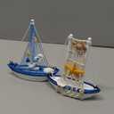 2 PCS Mini Sailboat Decor, Wooden Miniature Sailing Boat Model, Nautical Theme Decoration for Bathroom, Baby Shower, Party, Kids Nursery