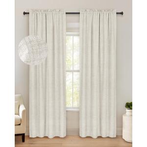 100% Blackout Shield Linen Blackout Curtains 84 Inches Long 2 Panels Set, Black Out Curtains for Bedroom, Thermal Insulated Rod Pocket Window Drapes Living Room, 50W X 84L, Beige