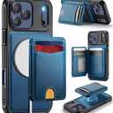 for iPhone 17 Pro Wallet Case Compatible with Magsafe, Magnetic RFID Blocking Card Holder Kickstand 2 in 1 Detachable Case for iPhone 17 Pro 6.3", Blue