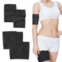 Thigh Compression Sleeves and Arm Trimmers Set, Neoprene Sweat Bands for Exercise, 1 Pair Each, Black