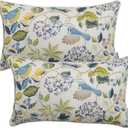 Pack of 2 Patio Lumbar Pillows, 12"x20" Fade Resistant Outdoor Waterproof Lumbar Pillow with Inners, Decorative Garden Lumbar Cushions for Home Patio Terrace Sofa Use (Lucky Bird)