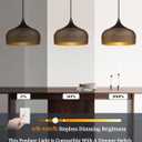 ELYONA Modern Pendant Light Walnut Wooden Pattern Dome Pendant Light Fixture Matte Black Metal Gold Inner Finish Adjustable Hanging Lighting for Kitchen Island Dining Room Office Hallway Foyer Bedroom
