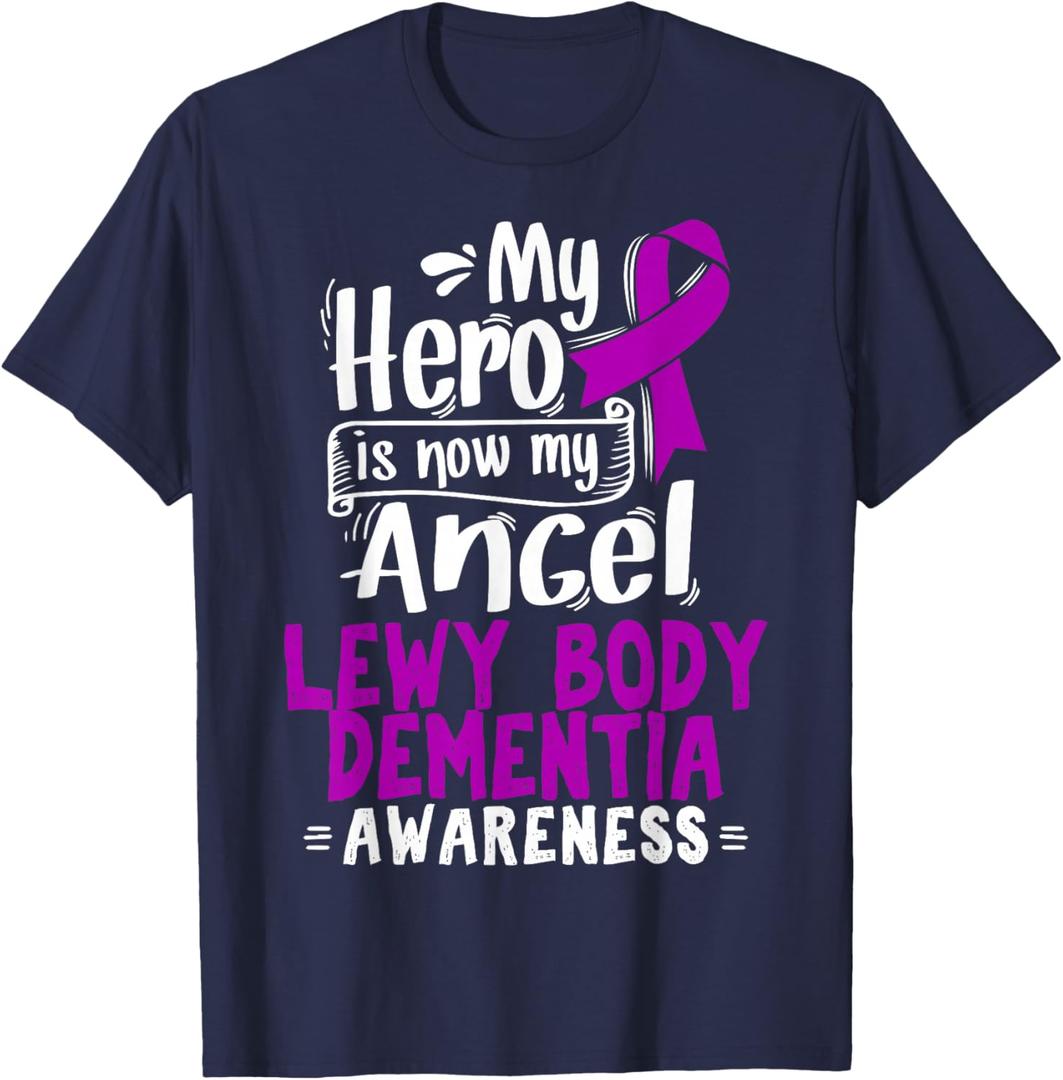 Lewy Body Dementia Tee - Purple Awareness Ribbon T-Shirt, M
