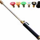 Upgraded Pressure Washer Wand, Brass Water Jet Nozzle for Garden Hose, Hydro Hose Quick Connector, Cleaning Watering Sprayer for Patio Lawn Paver Pool Car Window Glass