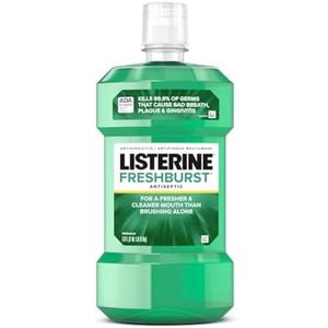 Listerine Freshburst Antiseptic Mouthwash for Bad Breath, Kills 99.9% of Bad Breath Germs & Fights Plaque & Gingivitis, ADA Accepted Mouthwash, Spearmint, 1L 1 Pack