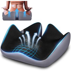 Office Chair Cushion, Large Breathable Ergonomic Seat Cushion Pressure Relief for Tailbone/Sciatica/Back Pain from Long Sitting, Memory Foam Pad for Desk Chairs, Office Chairs & Long Trips