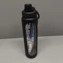 Glass Shaker Bottle 34oz/1L Black Glass Protein Shaker Bottle With Shaker Ball Large Shaker Bottles for Protein Mixes Portable Powder Mixer Blender Water Bottle for Gym Workout Sports