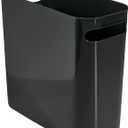 mDesign Plastic Small Trash Can, 1.5 Gallon/5.7-Liter Wastebasket, Narrow Garbage Bin with Handles for Bathroom, Laundry, Home Office - Holds Waste, Recycling, 10" High, Aura Collection, Black