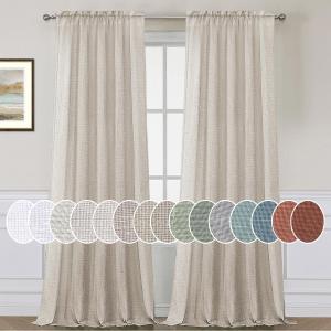 H.VERSAILTEX Natural Effect Extra Long Curtains 108 Inches Made of Linen Mixed Rich Material Rod Pocket Window Panel Drapes for Living Room/Dining Room/Bedroom Set of 2, Angora - 9 FT Tall,  52"W x 108"L