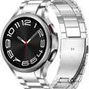 Wepro Silver Metal Strap for Galaxy Watch 7 Band for Samsung Watch 6 Bands 6 Classic 47mm 43mm 5 4 44mm 40mm FE 5 Pro 45mm 4 Classic 46mm 42mm Stainless Steel Men Women 20mm Band Quick Release