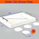 Serving Tray 16.5X 13 Deluxe Wooden Ottoman Food Tray for Eating, Dinner Trays for Eating on Couch Tray,Coffee Table with Polished Silver Metal Handles-4 Round Coasters Included, White