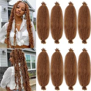 Xtrend 24 Inch 8 Packs Pre-Separated Springy Afro Twist Hair for Butterfly Locs Long Spring Twsit Crochet Braiding Hair Honey Blond Synthetic Marley Twist Hair Extension for Black Women 27#