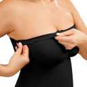 Strapless Shapewear Bodysuit Women Tummy Control Seamless Body Suits Shaper with Detachable Shoulder Straps Black Mid Thigh (Black, XL/XXL)