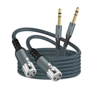 Twozoh XLR Female to 1/4 TRS Cable 3.3FT 2 Pack, Braided 6.35mm Stereo Jack Balanced to 3pin XLR Microphone Cable