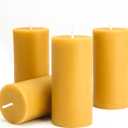 Natural Beeswax Candles 4 Packs, Beeswax Pillar Candles with 140 Hours Burn Time, Organic Emergency Candle Long Burning for Home Room, Smokeless & Dripless, 2x4 inch
