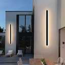Modern 31.4inch Outdoor Wall Light, 3000k/4500k/6000k 3 Color Change Black Exterior Light Fixtures Wall Mount, Ip65 Waterproof Modern Porch Lights Non-Dimmable, Long Linear Outside Lighting Hard-Wired
