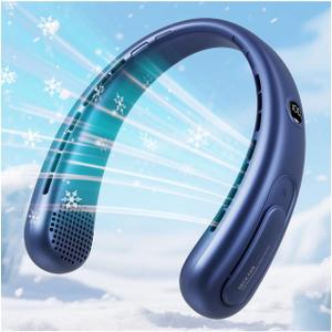 Portable Neck Fan, Hands-Free Bladeless Fans, 360Airflow, 4000 mAh Battery Operated Wearable Personal Fan, Twistable, Rechargeable Fans for Outdoor Indoor, Birthday Gifts for Men Women (Blue)
