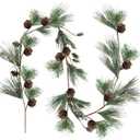 3 Pcs 6 ft Christmas Pine Garland with Pine Cones Green Christmas Decor Artificial Garland Modern Holiday Winter Mantle Greenery Tree Decor for Table Fireplace