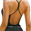 REORIA Women's Sexy Scoop Neck Backless Bodysuits Open T-Back Cami Sleeveless Bodysuit Tank Top Trendy, Size: L