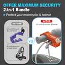 Motorcycle & Helmet Anti-Theft Grip Lock Combo, Orange, Aluminum Alloy & Stainless Steel, Key Lock, Compact, For Motorcycles with 1.3-1.5 Inch Handlebar Diameters