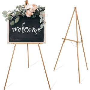 Wooden Easel Stand for Wedding Sign Poster Picture 63'' Beech Wood Display Easel for Floor Adjustable Painting Easel for Canvas