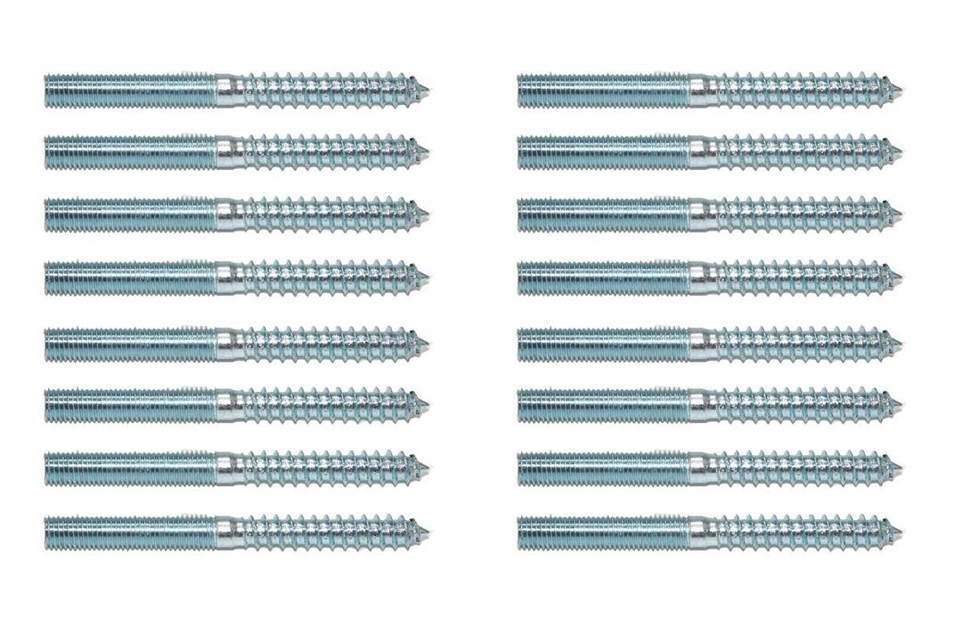 2 x 16pcs Galvanized Double-Ended Teeth Tip Tail Furniture M6X70 Self-Tapping Screw Inner Plum Double-Ended Tooth Screw
