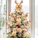 Christmas Golden Retriever Tree Topper 9Pcs Dog Christmas Ornament Tree Decorations for Xmas Tree Top Decoration Indoor Outdoor Home Decor Holiday Party (Lab)