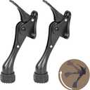 Kickdown Door Stopper 4 Inches - 2 Packs One Touch Adjustable Height Door Stop for The Bottom of Door The Bottom of Door Aluminum Alloy Metal Door Stopper with Rubber Tip Black