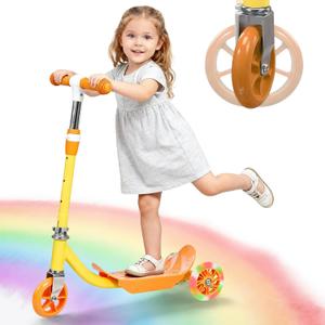 Kick Scooters for Kids 3-5 5-7 Years Age - Handlebars Flexible Steer,Height Adjustable,Stable Light Up Three Wheeled Toddler Scooter for Boy & Girl,Indoor Outdoor Kid Child Toy Gift