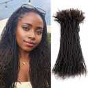DAIXI Handmade Interlocking Sisterlocks Curly Tips 100% Real Human Hair Permanent Micro Locs Extensions Natural Looking Soft Dreadlocks Can Be Bleached and Dyed,(1B - 0.2cm, 8 Inch 30 Strands)