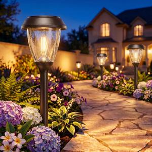XMCOSY+ Solar Pathway Lights Outdoor, Warm White 10/25LM Glass Solar Lights for Yard & Walkway, Waterproof Landscape Lighting, Auto On/Off Decorative Garden Lights for Patio, Lawn & Driveway