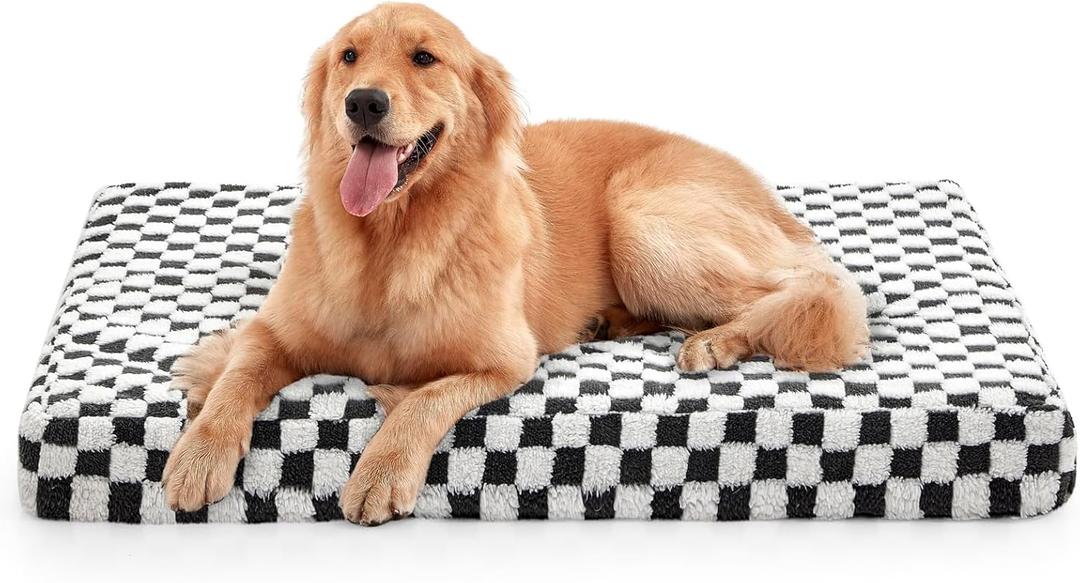 JOEJOY Dog Bed for Large Dogs, XLarge Orthopedic Dog Bed with Removable Washable Cover, Cute Modern Plush & Memory Egg Crate Foam Dog Bed, 42 x 28 inch, Grey