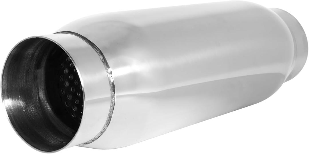 Exhaust Resonator, 3 Inch Inlet Resonator Muffler Straight Stainless Steel, Universal Performance Muffler Pipe 13''/340mm Overall Length, Polished