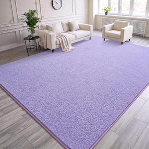 6x9 Lavender Purple Rugs for Bedroom Living Room, Soft Fluffy Washable Low Pile Solid Color Rug, Non-Slip Throw Carpets for Kids Boys Girls Dorms Nursery Classroom Home Decor