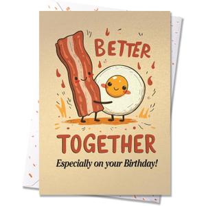 2 x Romantic & Funny Birthday Greeting Card for Partner (Better Together Bacon & Eggs)