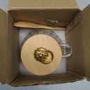 holoith Sugar Container with Bamboo Lid and Spoon,15 oz Sugar Bowl Glass Jar for Coffee Bar Accessories Coffee Canister Kitchen Decor Housewarming Gift Christmas Refillable Design