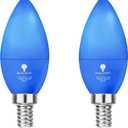 2 Pack BlueX LED Blue Light Bulb - 4W (40Watt Equivalent) - E12 Base Blue LED Bulb, Party Decoration, Porch, Home Lighting, Holiday Lighting, Chandelier Light Bulbs, Candelabra Bulbs