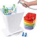 Cloth Diaper Sprayer Splatter Shield- Hands-Free Washing Bucket for Dirty Cloth Diapers for Babies, Clothing, Shoes- Nursery Essentials, Portable for Messy Nappy Toilet Spray Bucket Pail