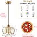XSDeTu Gold Pendant Light Fixture, Modern Crystal Pendant Lights Kitchen Island, 1-Light Farmhouse Mini Chandelier, Adjustable Brass Hanging Light Fixture for Hallway, Bedroom, Dining Room