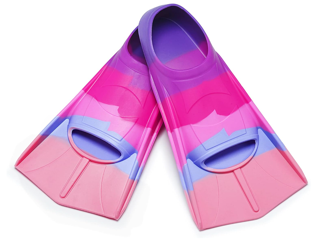 Kids Short Swim Fins, Lap Training Flippers for Pool Youth Beginners, Size EU 30-32