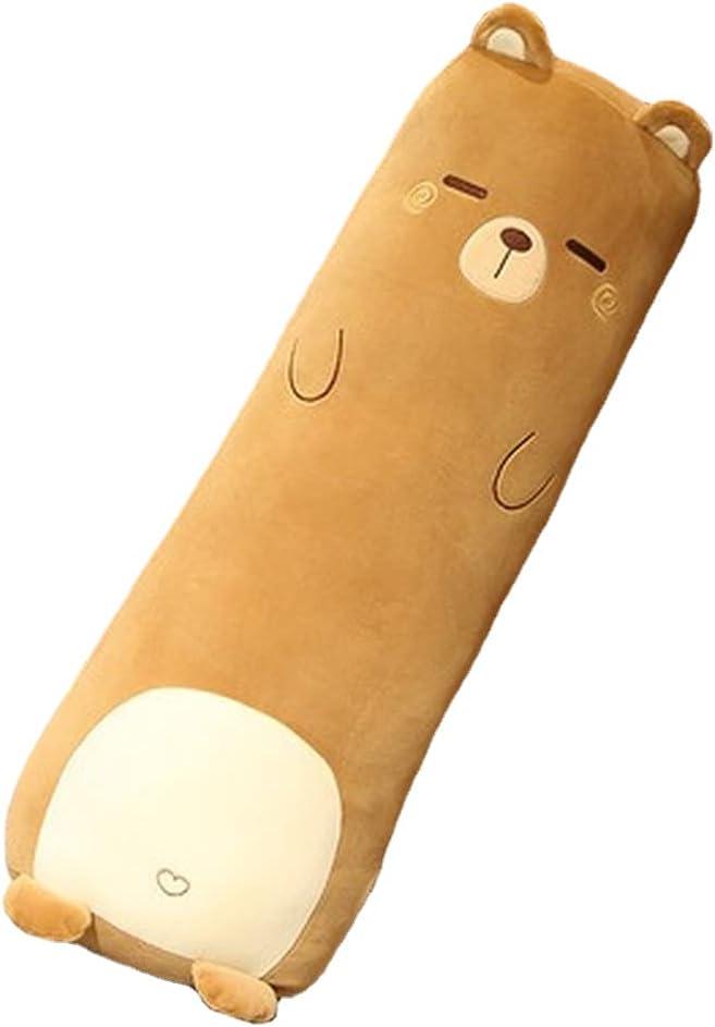Long Plush Cute Body Pillows 27" Cuddle Stuffed Animal Shaped Bed Body Pillows Soft Cotton Plushies Doll Toy Gifts (Bear, 27 Inch)