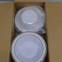 JOLLY PARTY 100PCS Plastic Bowls with Gold Rim-12oz disposable Soup Bowls, Christmas Thanksgiving Premium Dessert Salad Bowls for Wedding/Party