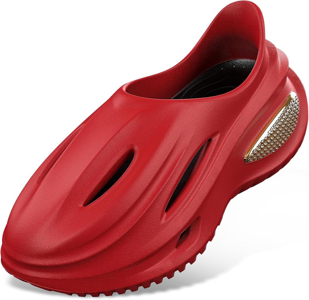 Arch Support Clogs for Men Women, Closed Toe EVA Foam Clogs Non-Slip (Red, M)