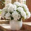 8 Pcs Hydrangea Artificial Flowers Outdoor Silk Bouquets, UV Resistant Faux Hydrangeas Flowers for Table Vase Centerpieces Outside Party Wedding Baby Shower Home Indoor Outdoor Decor (8, White)